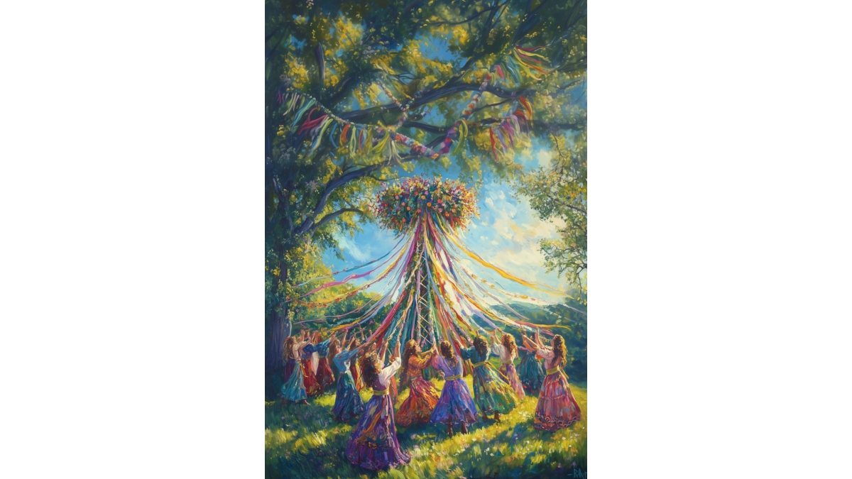 Papp-Erdei Barbara(Barbara Liney Woods): Májusfa című vers illusztrációja a Múzsák Könyvtárában