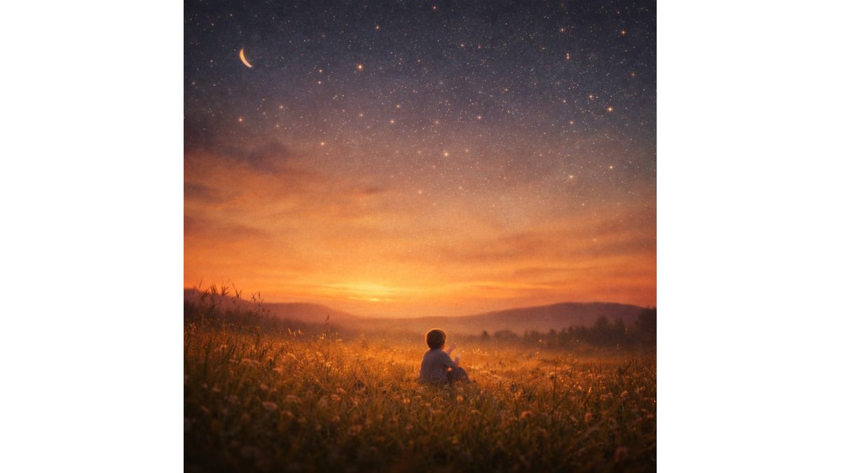 Ynela Zíléna: A csillagszámláló című vers illusztrációja a Múzsák Könyvtárában