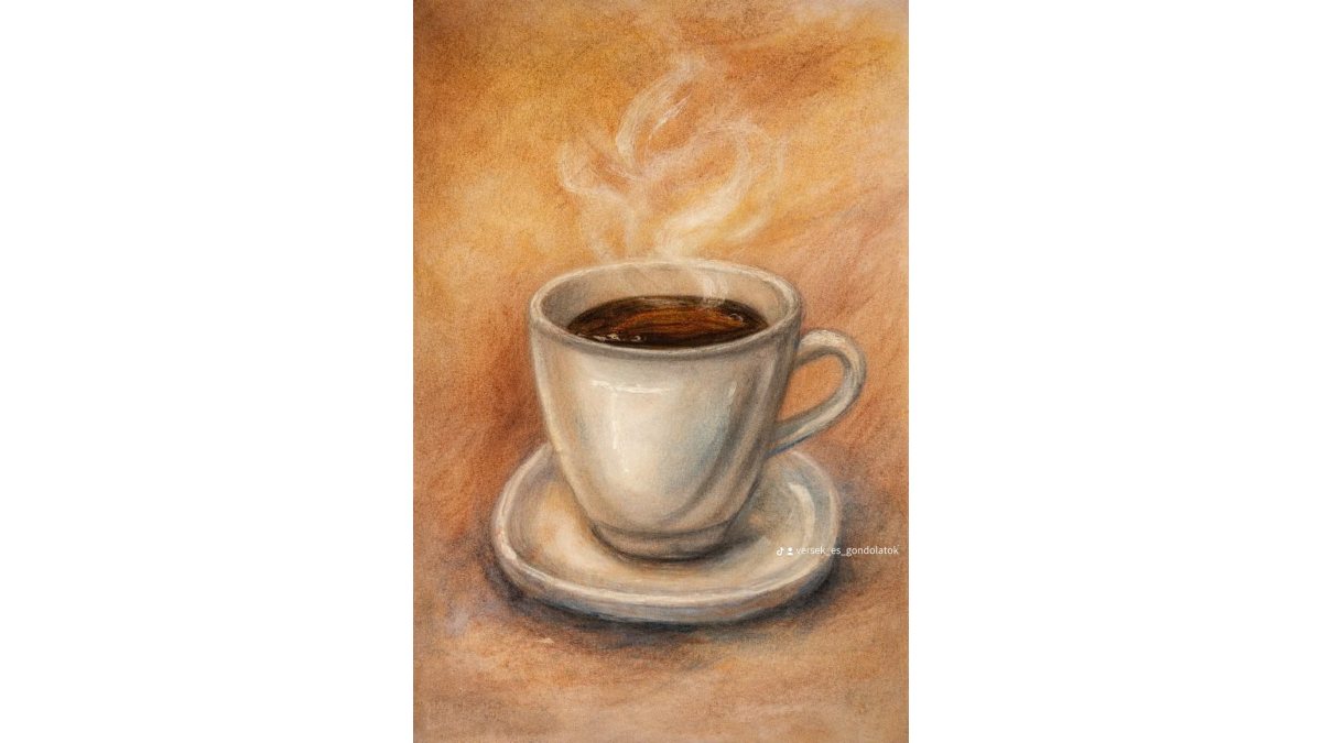 Oláh Timi: Egy kávé mellett című novella illusztrációja a Múzsák Könyvtárában
