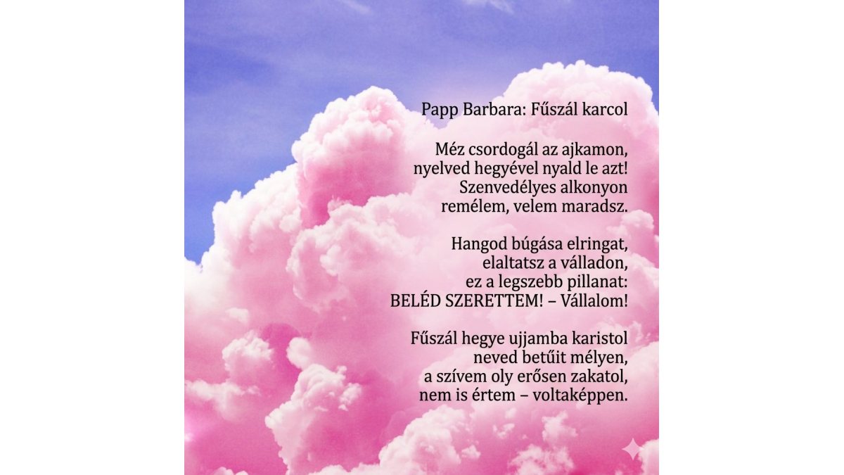 Papp Barbara: Fűszál karcol című vers illusztrációja a Múzsák Könyvtárában