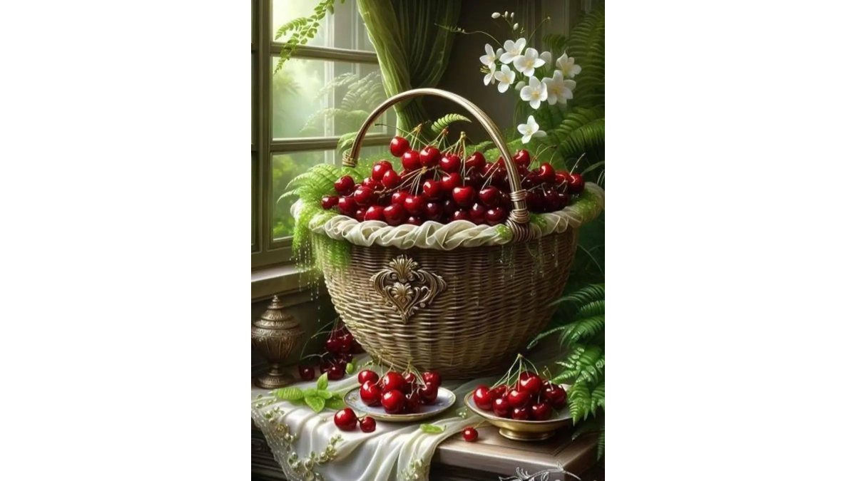 Gábor Edit: Hej érik a ropogós cseresznye... című vers illusztrációja a Múzsák Könyvtárában