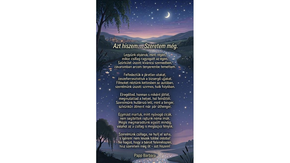 Papp Barbara: Azt hiszem... című vers illusztrációja a Múzsák Könyvtárában
