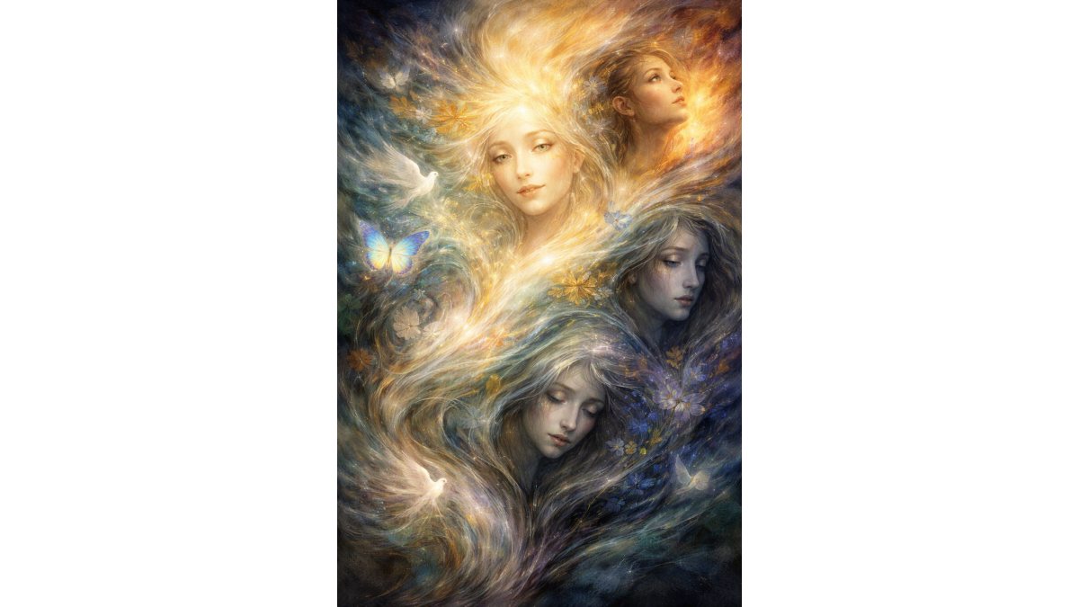 Rebeka Nagypál: A remény arcai című vers illusztrációja a Múzsák Könyvtárában