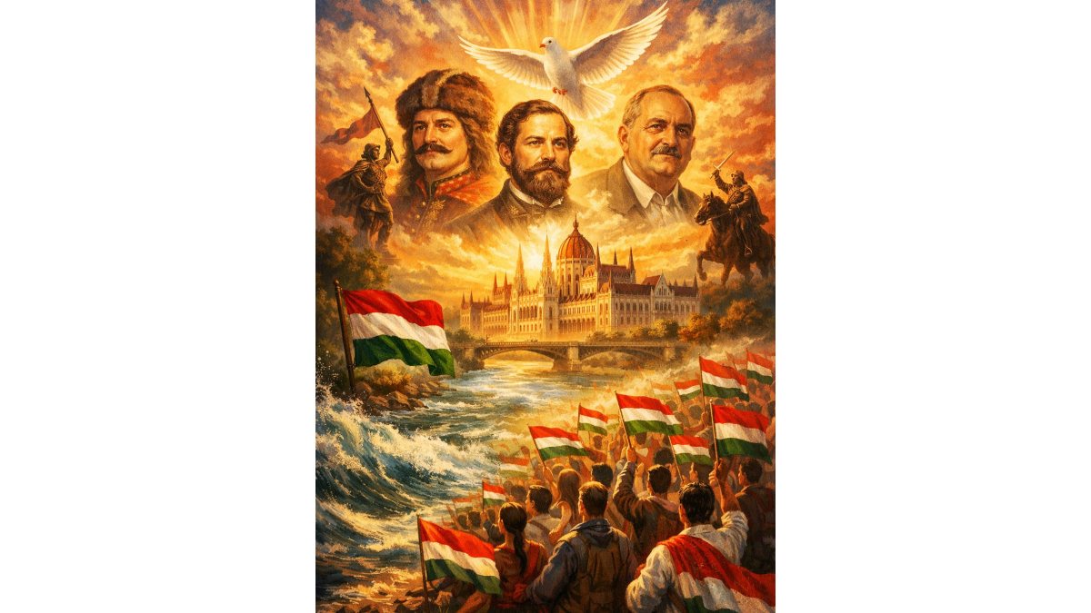 Gáll Zoltán: Szabad nemzet című vers illusztrációja a Múzsák Könyvtárában