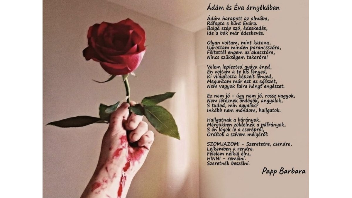 Papp Barbara: Ádám és Éva című vers illusztrációja a Múzsák Könyvtárában