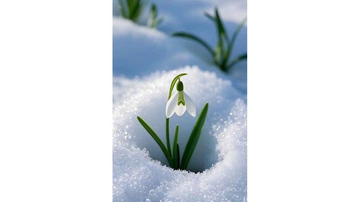 Rose Logan: Hóvirág mosolya című vers illusztrációja a Múzsák Könyvtárában