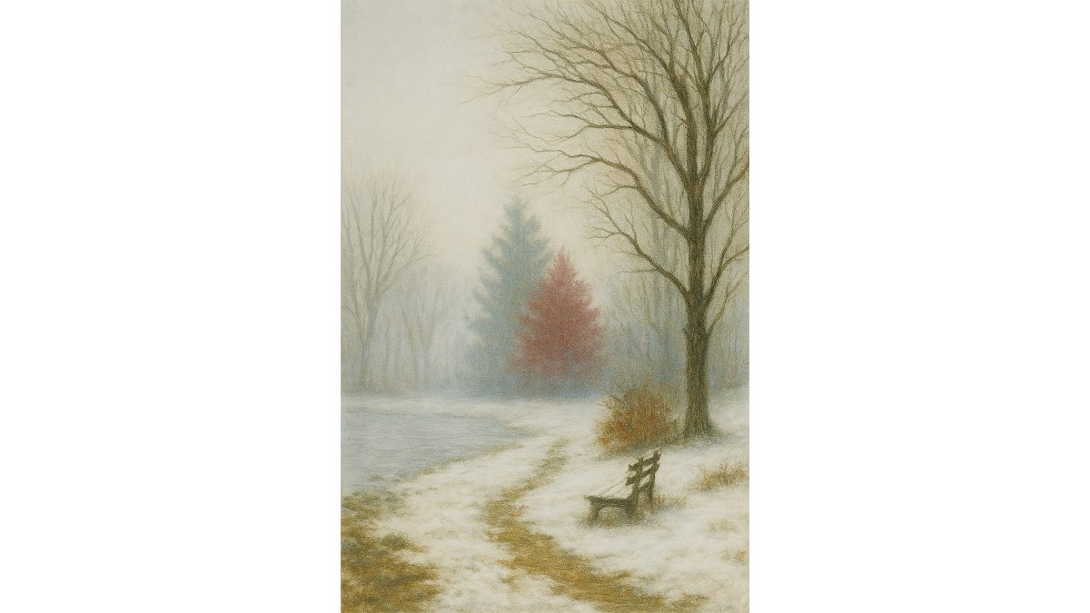 Takács Mária: Őszből télbe című vers illusztrációja a Múzsák Könyvtárában