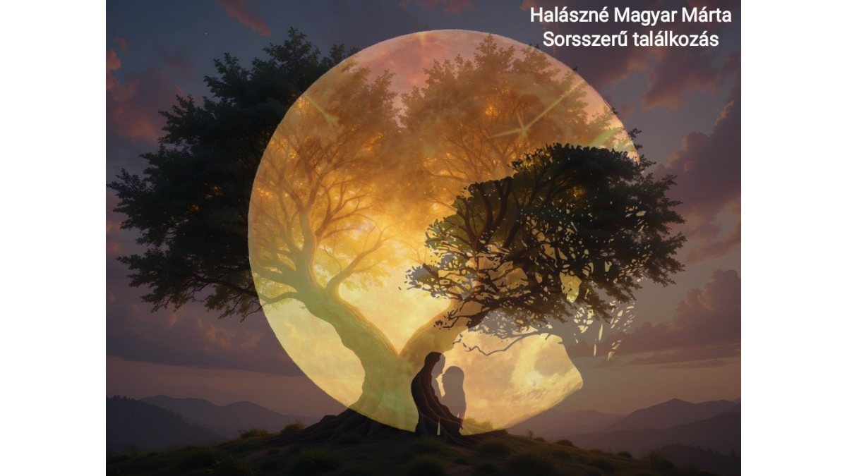 Halászné Magyar Márta: Sorsszerű találkozás című vers illusztrációja a Múzsák Könyvtárában