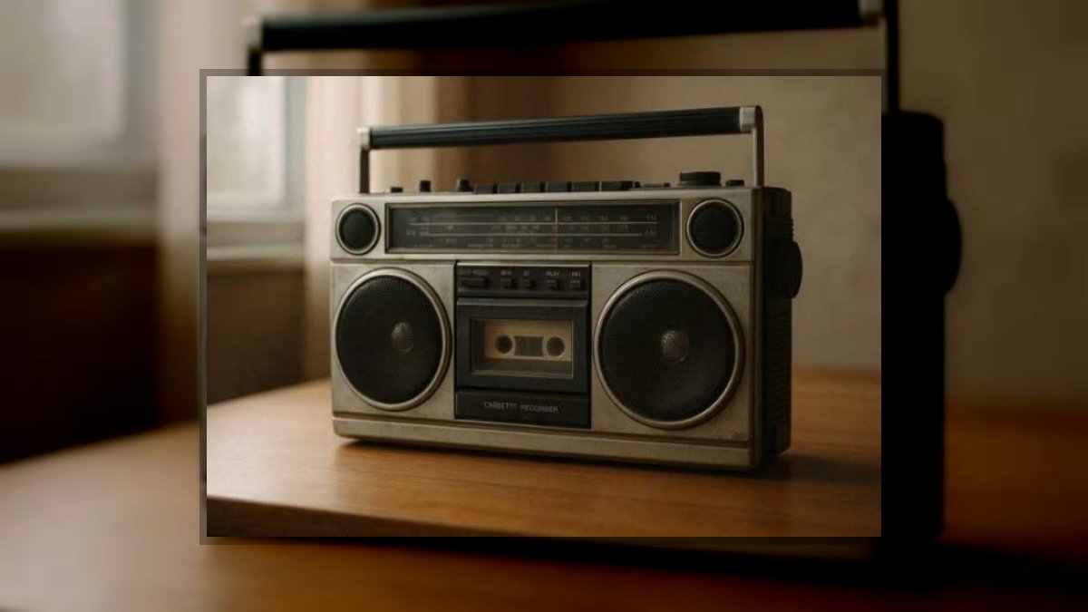 Petres Katalin: Szólt a rádió című vers illusztrációja a Múzsák Könyvtárában