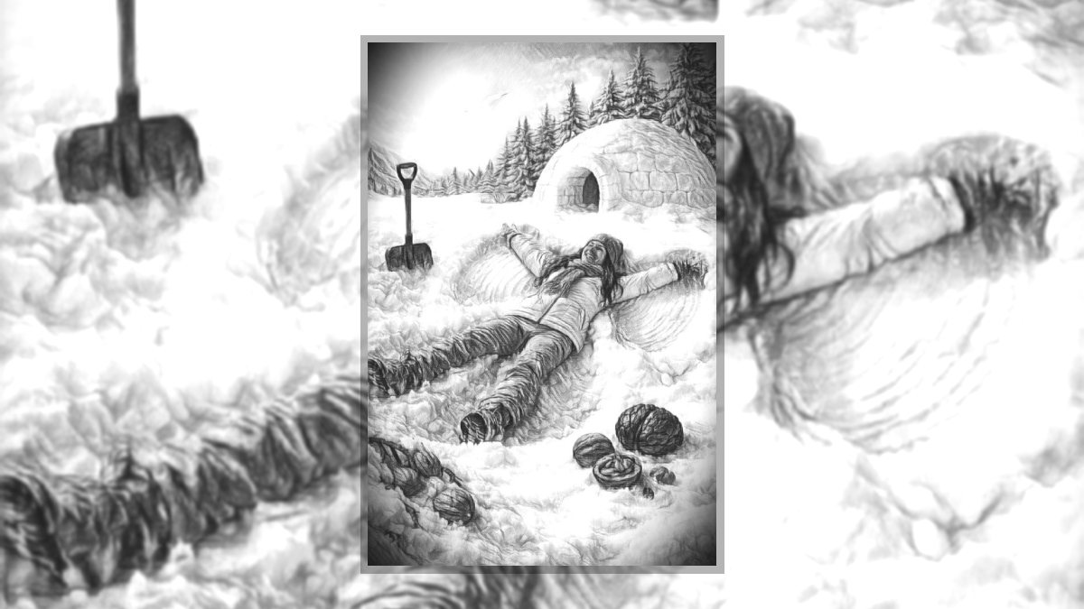 Zita Veress: Elolvad című vers illusztrációja a Múzsák Könyvtárában