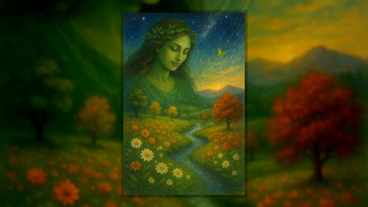 Elias Axel Reid: Gaia című vers illusztrációja a Múzsák Könyvtárában