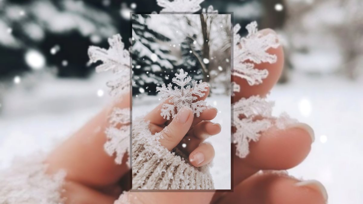 Papp-Erdei Barbara(Barbara Liney Woods): Kezembe hópehely hullik című vers illusztrációja a Múzsák Könyvtárában