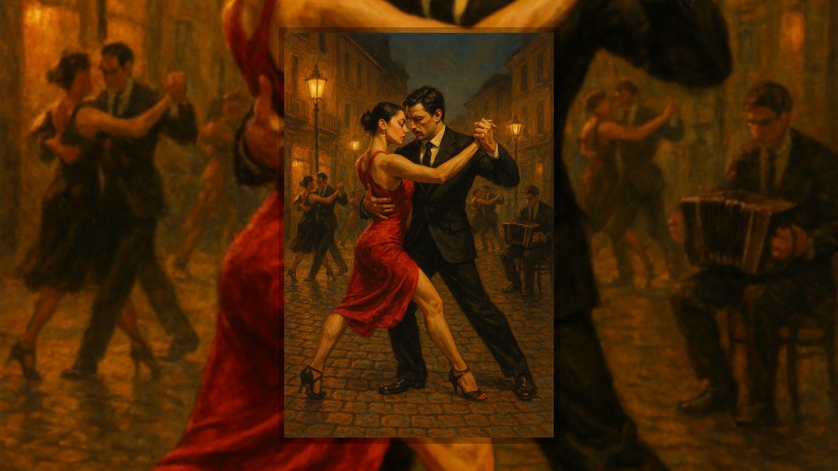 Balogh Erika: Egy tangó Buenos Airesben című novella illusztrációja a Múzsák Könyvtárában.