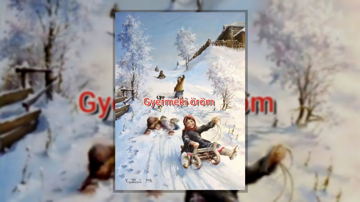 Gábor Edit: Gyermeki öröm című vers illusztrációja a Múzsák Könyvtárában