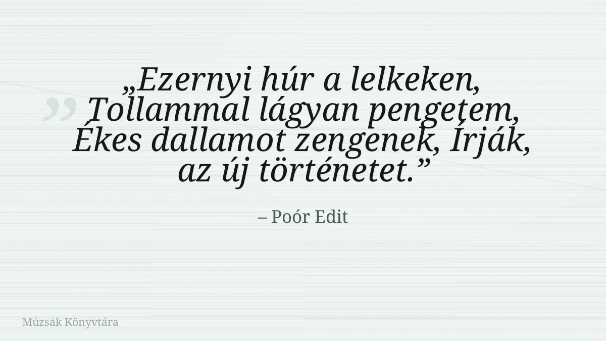 Poór Edit idézet illusztrációja a Múzsák Könyvtárában