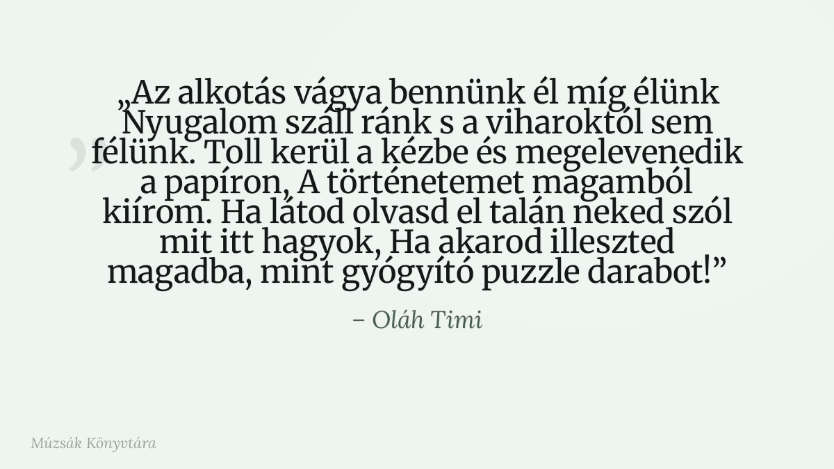 Oláh Timi idézet illusztrációja a Múzsák Könyvtárában