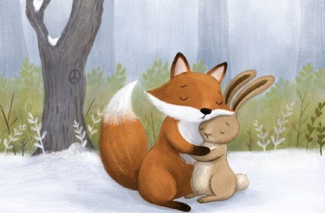 Aurora Amelia Joplin: Róka -  nyuszi barátság című mese illusztrációja a Múzsák Könyvtárában