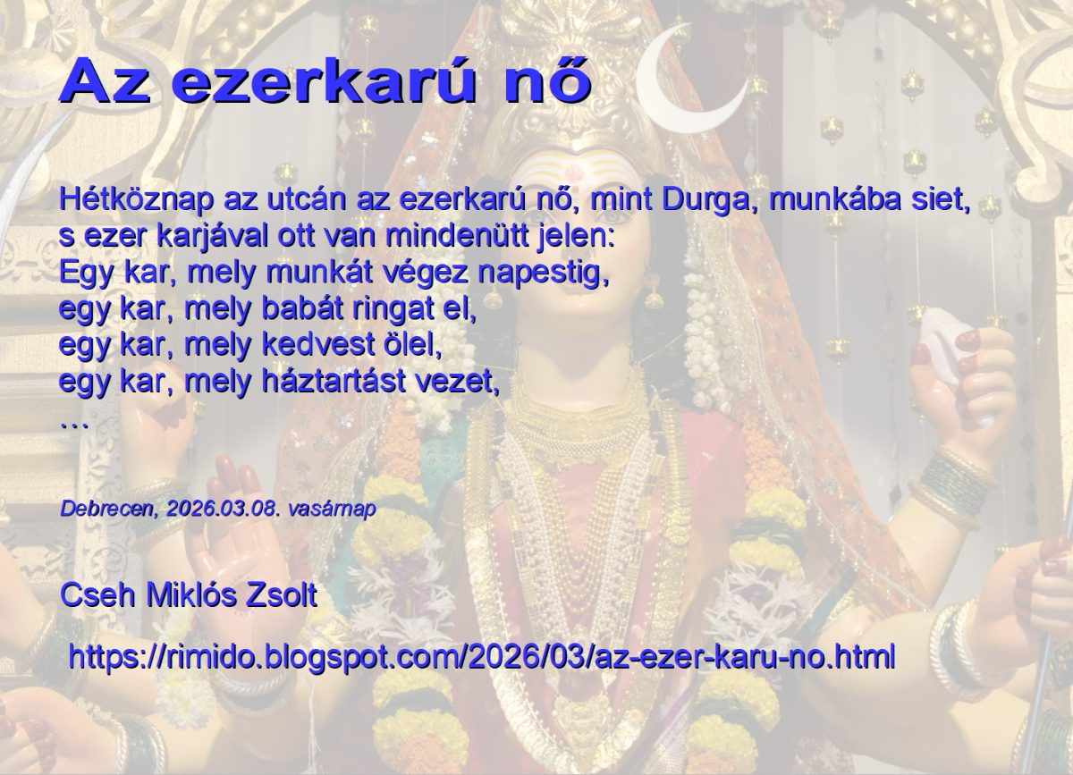 Cseh Miklós Zsolt: Az ezerkarú nő című vers illusztrációja a Múzsák Könyvtárában