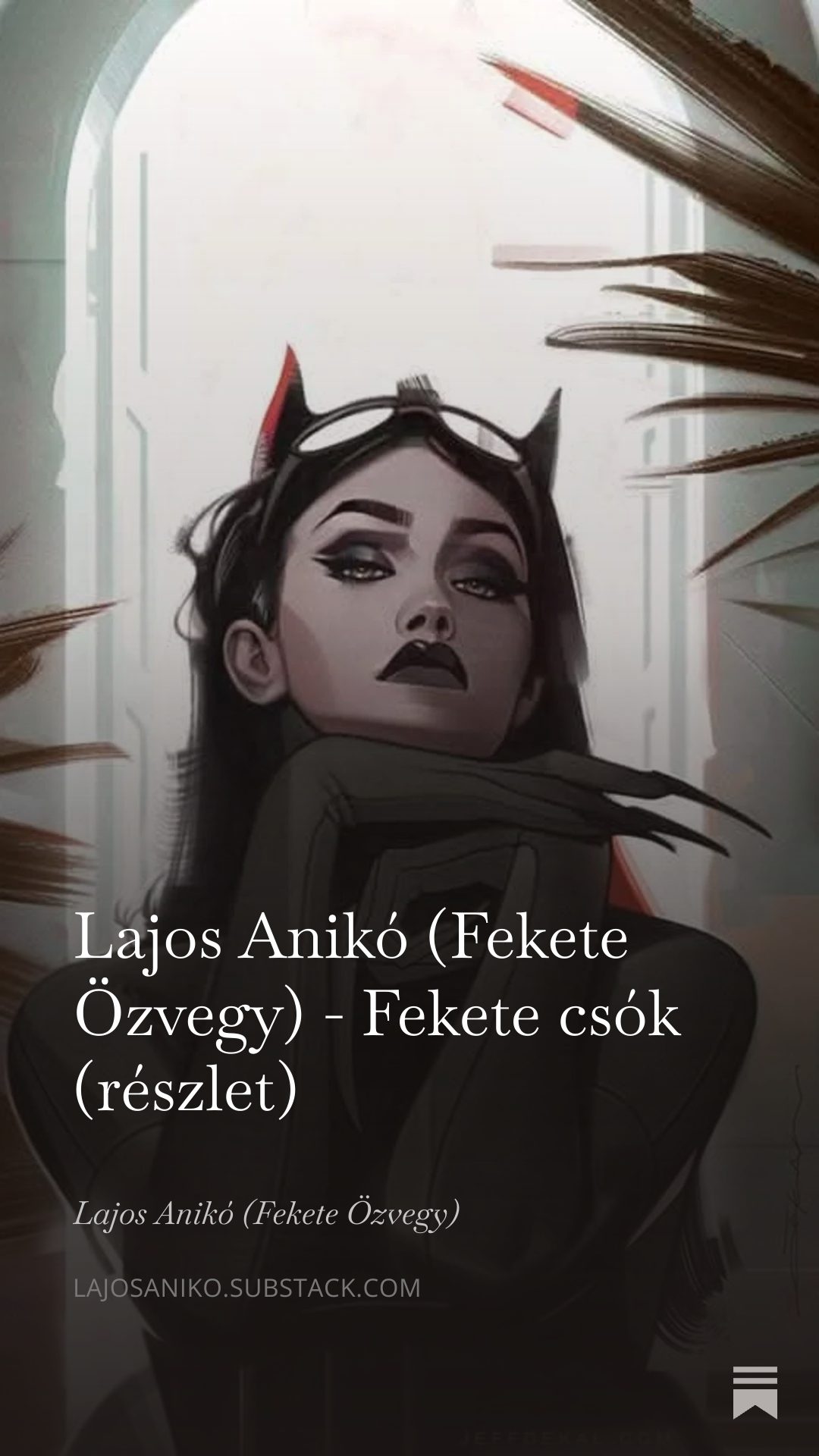 Lajos Anikó: Fekete csók című vers illusztrációja a Múzsák Könyvtárában