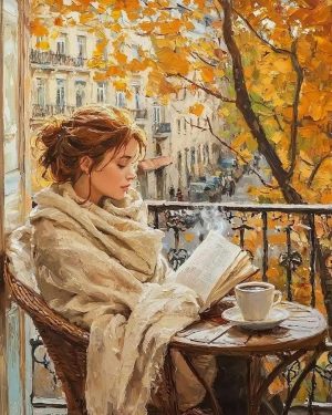 Gábor Edit: Reggel című vers illusztrációja a Múzsák Könyvtárában