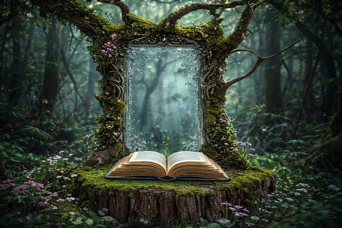 Vizkeleti Erzsébet: Álmok erdeje című vers illusztrációja a Múzsák Könyvtárában