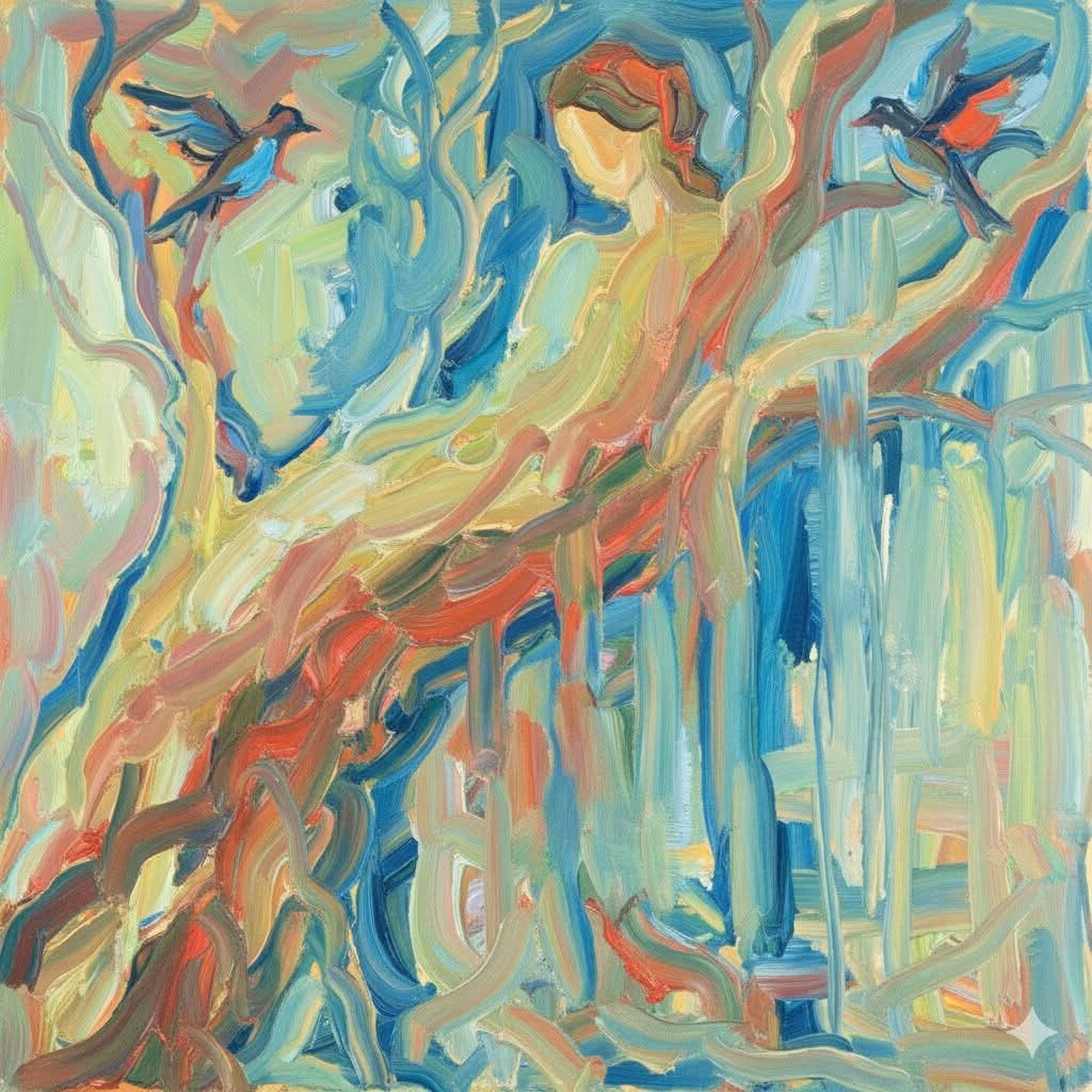 Barbina Melinda Barbara: Csorgó félhomály című vers illusztrációja a Múzsák Könyvtárában