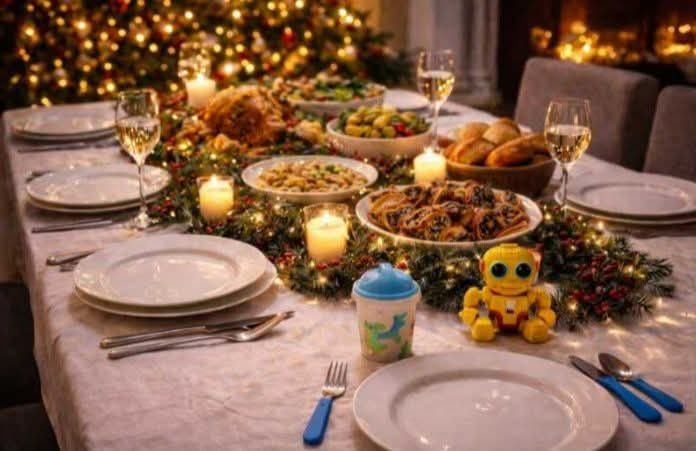 Tordai Mihályné: December 26. – Egy asztalnyi csend című vers illusztrációja a Múzsák Könyvtárában