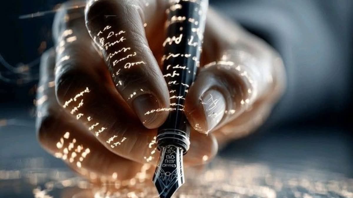 Soósné Balassa Eszter: Az ihlet című vers illusztrációja a Múzsák Könyvtárában