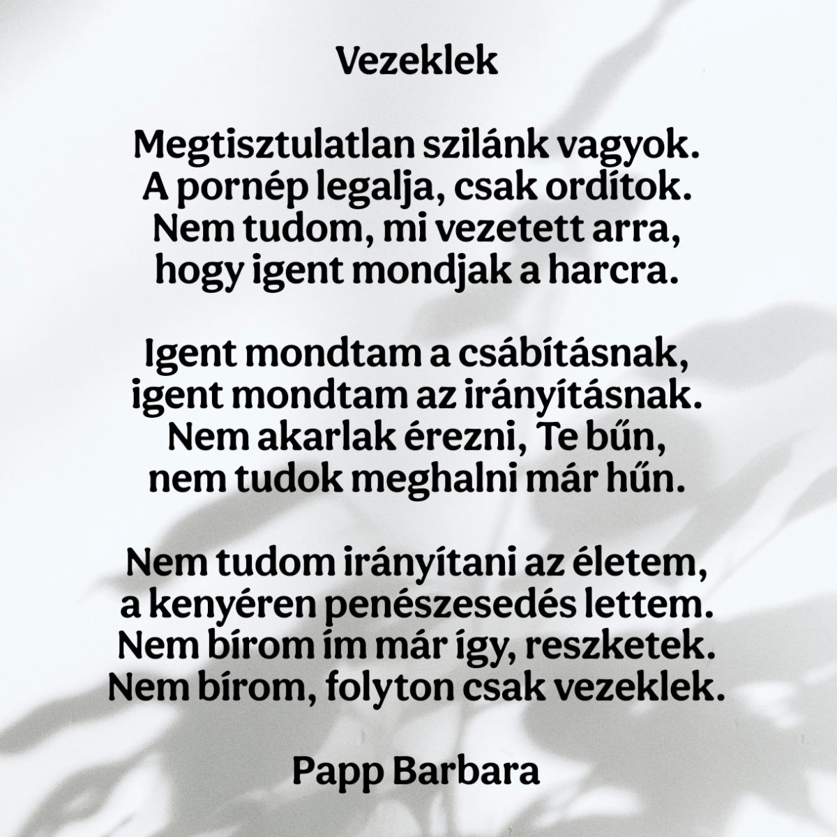 Papp Barbara: Vezeklek című vers illusztrációja a Múzsák Könyvtárában
