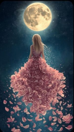 Ynela Zíléna: A Hold virága című vers illusztrációja a Múzsák Könyvtárában