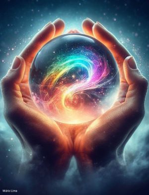 Márkus Katalin/Kata/: Belenéztem a varázsgömbbe című novella illusztrációja a Múzsák Könyvtárában.