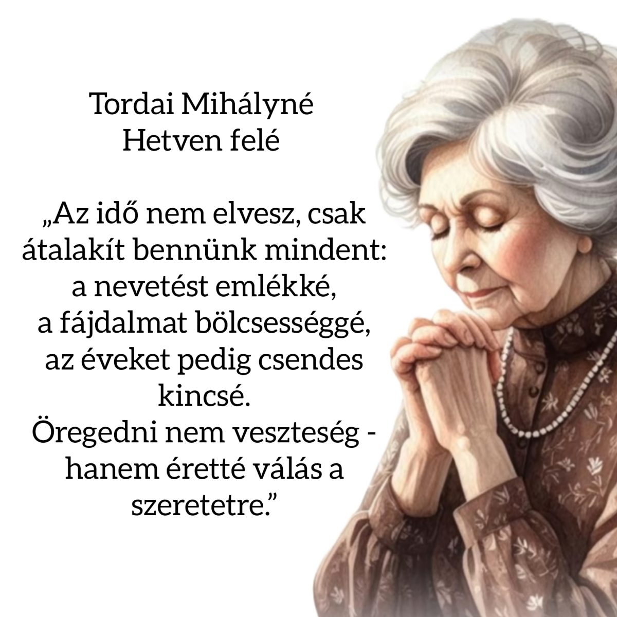 Tordai Mihályné: Az idő puha tenyerében című vers illusztrációja a Múzsák Könyvtárában