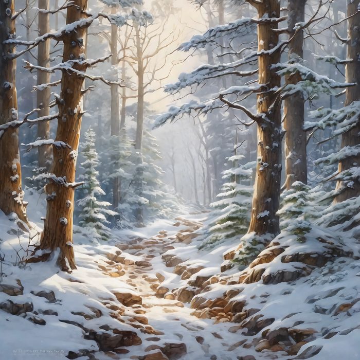 Gani Zsuzsa: A köd a pirkadat peremén lebeg című vers illusztrációja a Múzsák Könyvtárában