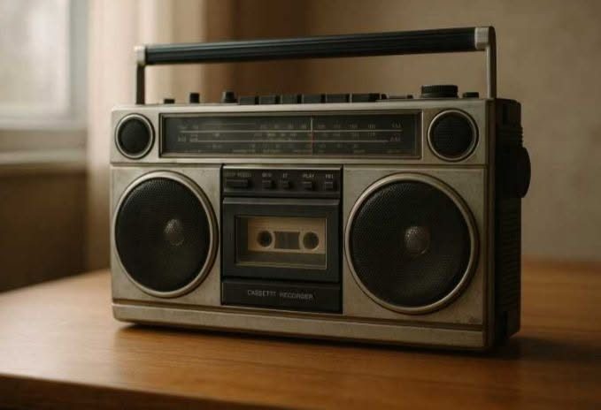 Petres Katalin: Szólt a rádió című vers illusztrációja a Múzsák Könyvtárában