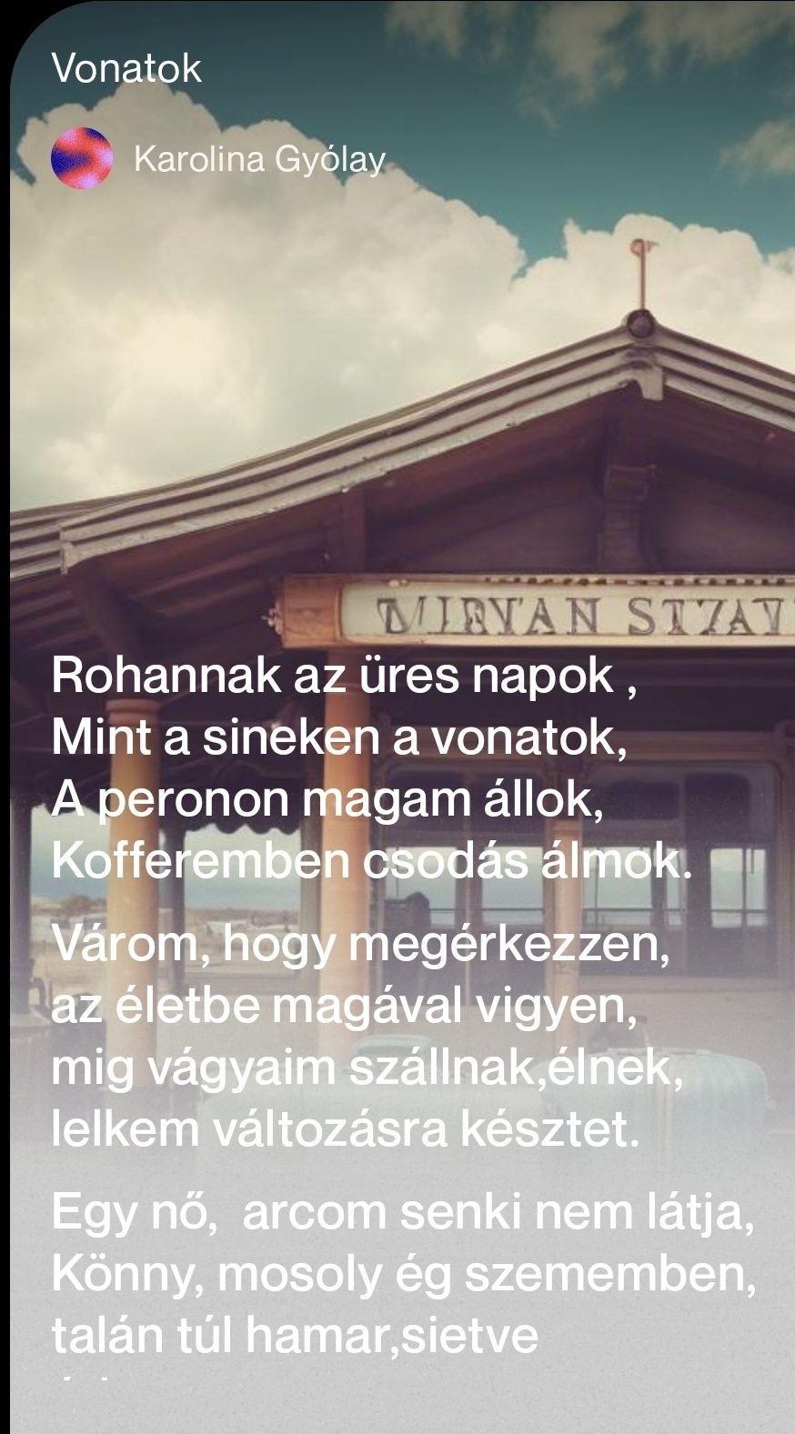 Gyólay Karolina: Vonatok című vers illusztrációja a Múzsák Könyvtárában