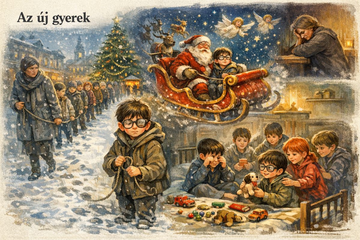 Kurucz Árpád: Az új gyerek című novella illusztrációja a Múzsák Könyvtárában