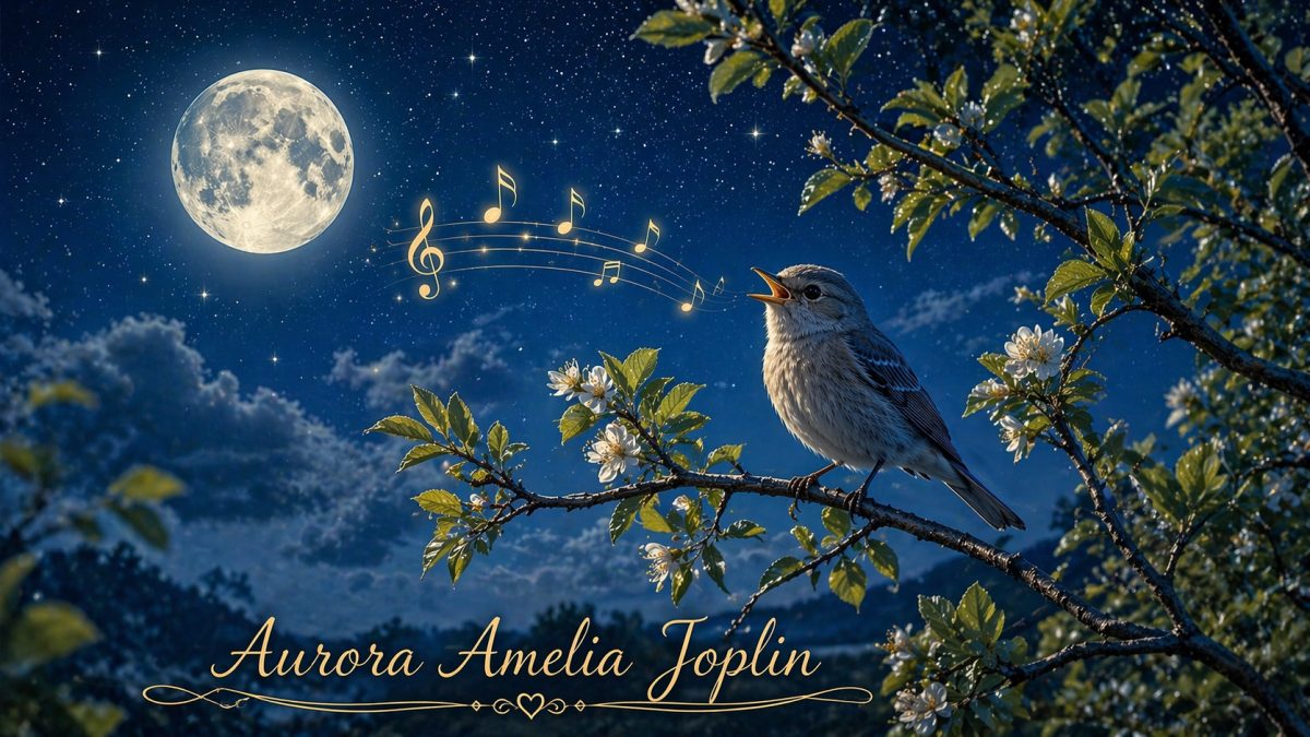 Aurora Amelia Joplin: Egy éjszakai énekes madár című novella illusztrációja a Múzsák Könyvtárában