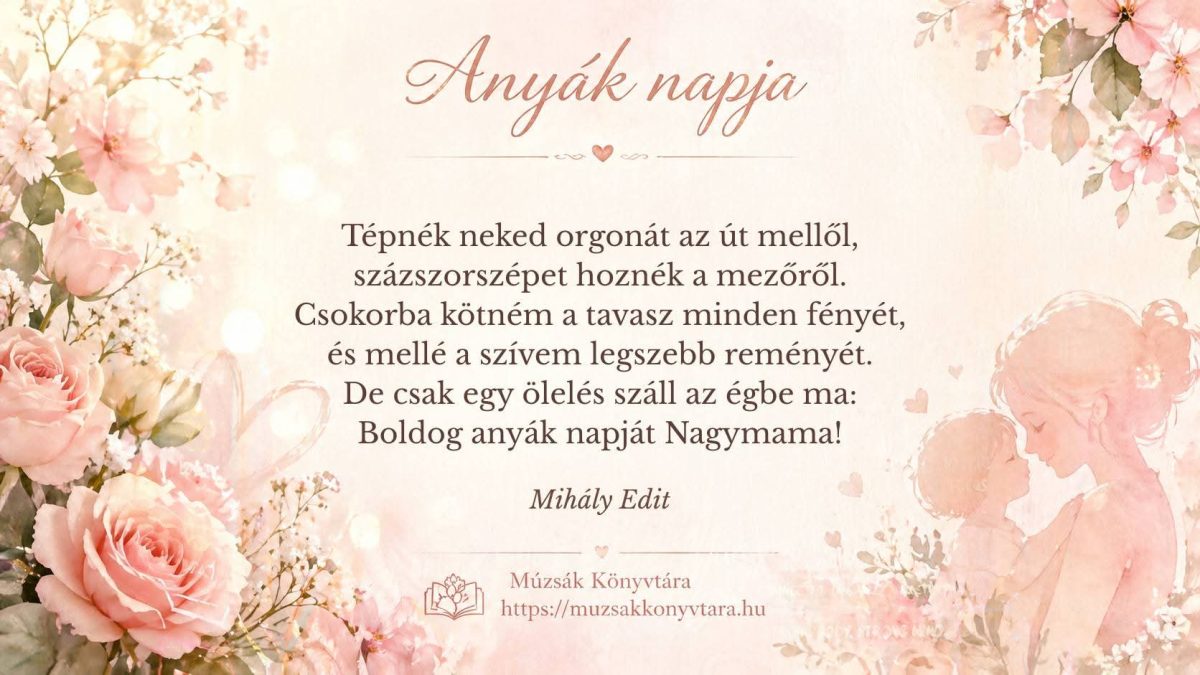 Mihály Edit: Anyák napja című vers illusztrációja a Múzsák Könyvtárában