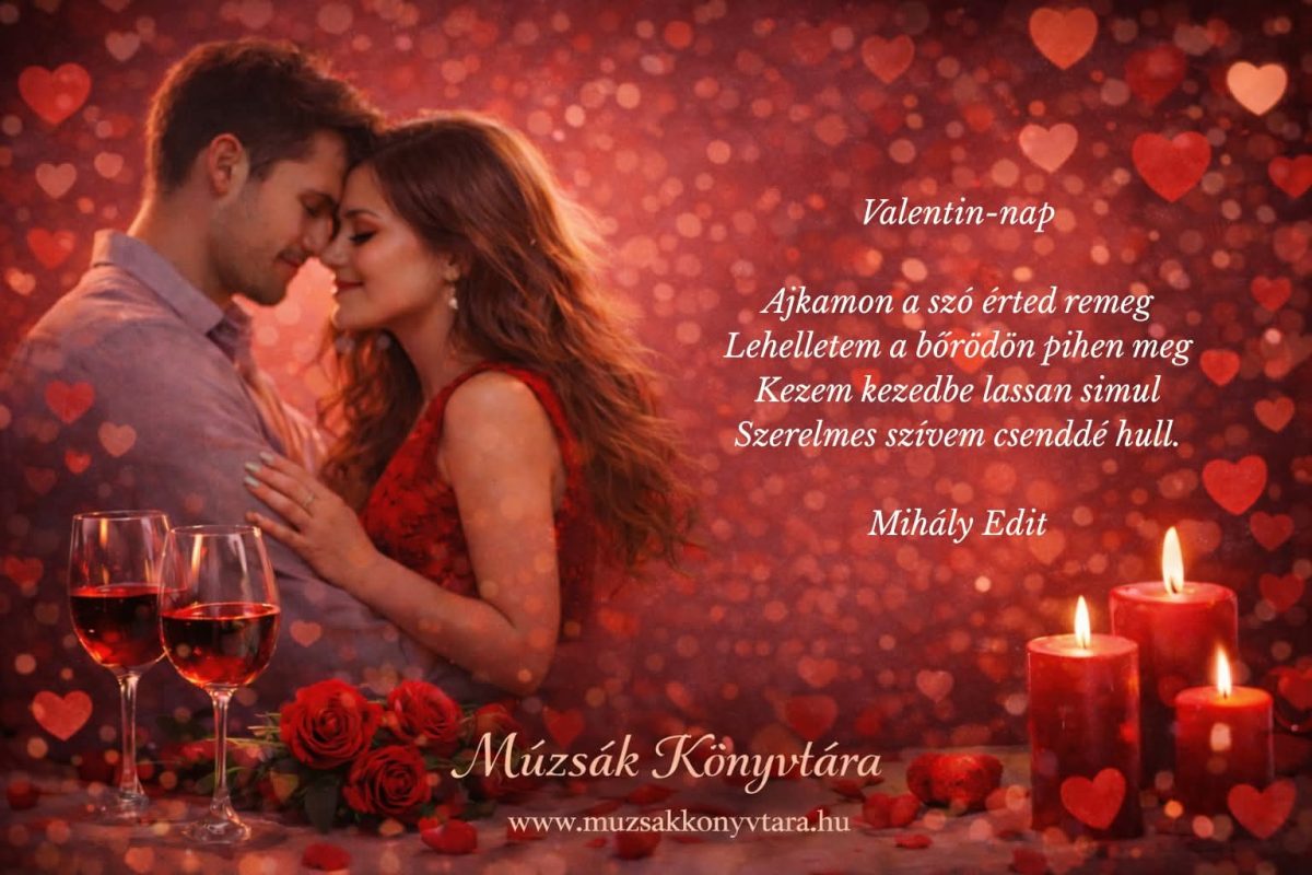 Mihály Edit: Valentin-nap című vers illusztrációja a Múzsák Könyvtárában