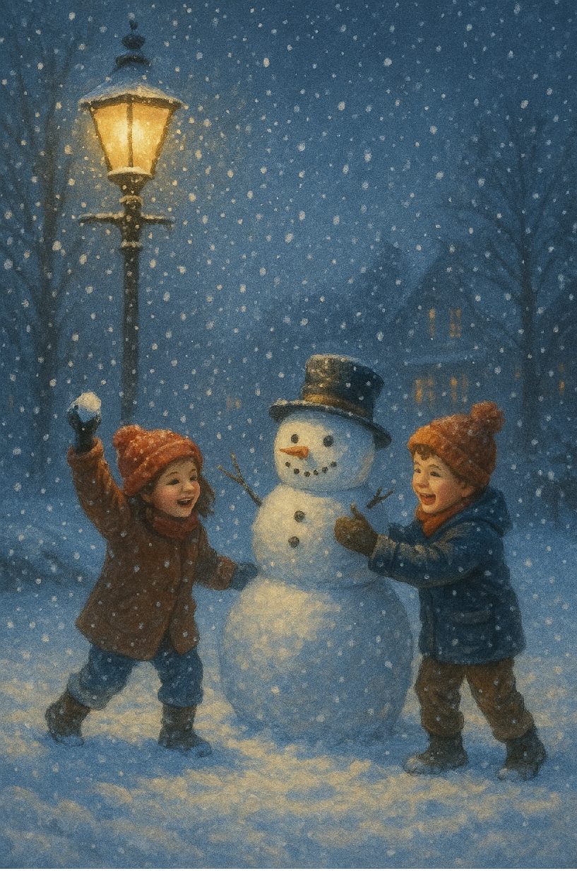 Elias Axel Reid: A lámpafény pelyhei című vers illusztrációja a Múzsák Könyvtárában