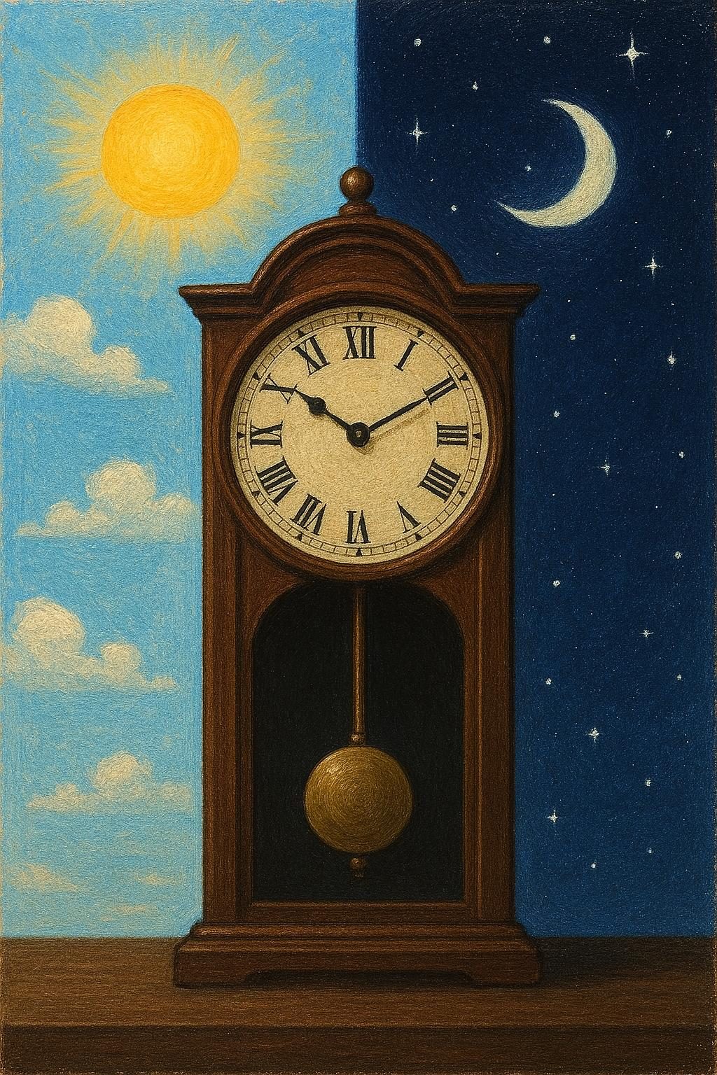 Antal Izsó: Az idő rejtélyes folyamán című vers illusztrációja a Múzsák Könyvtárában