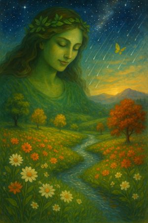 Elias Axel Reid: Gaia című vers illusztrációja a Múzsák Könyvtárában