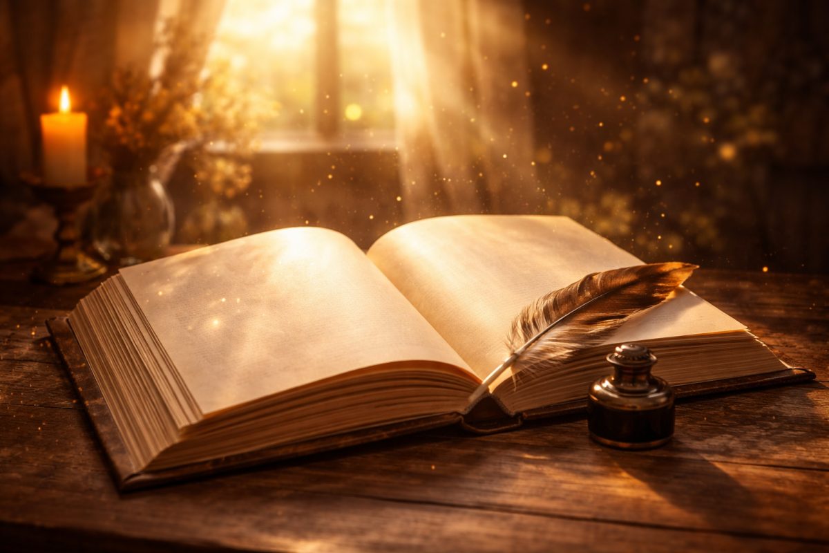 Aurora Amelia Joplin: Az új év első oldala című vers illusztrációja a Múzsák Könyvtárában