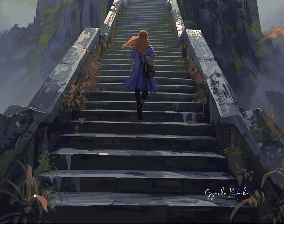Gyurkó Mónika: A lépcsőfokok éve című novella illusztrációja a Múzsák Könyvtárában