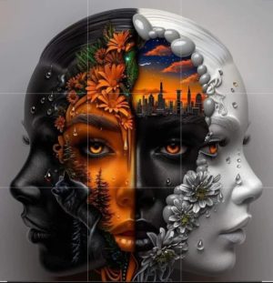 Gábor Edit: Ezer arc című vers illusztrációja a Múzsák Könyvtárában